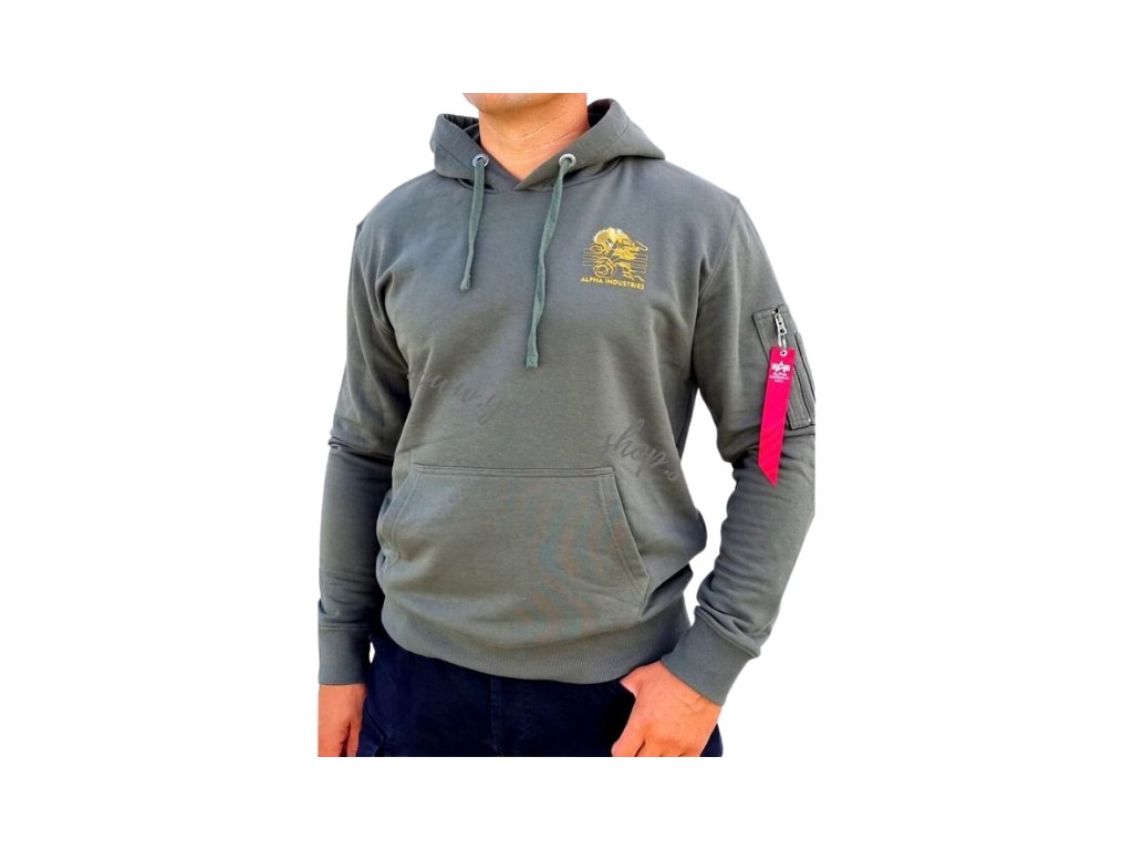 Alpha Industries Pánska mikina Herritage Dragon Hoody Dark olive