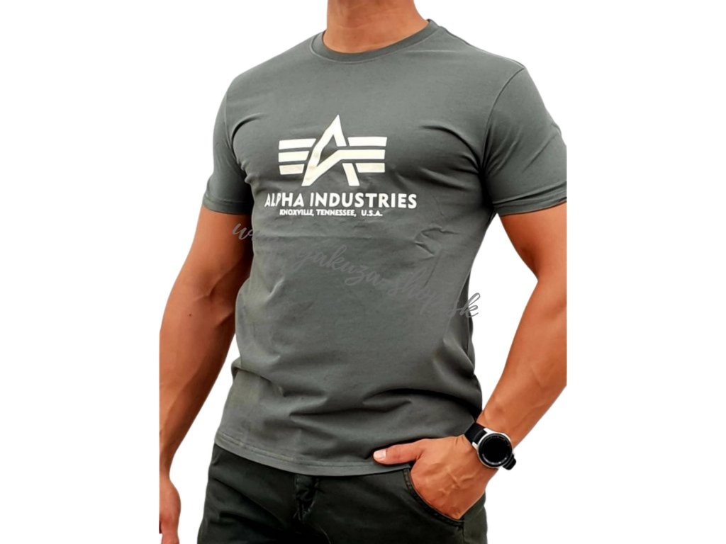 Alpha Industries Basic T Shirt tričko pánske vintage green 3