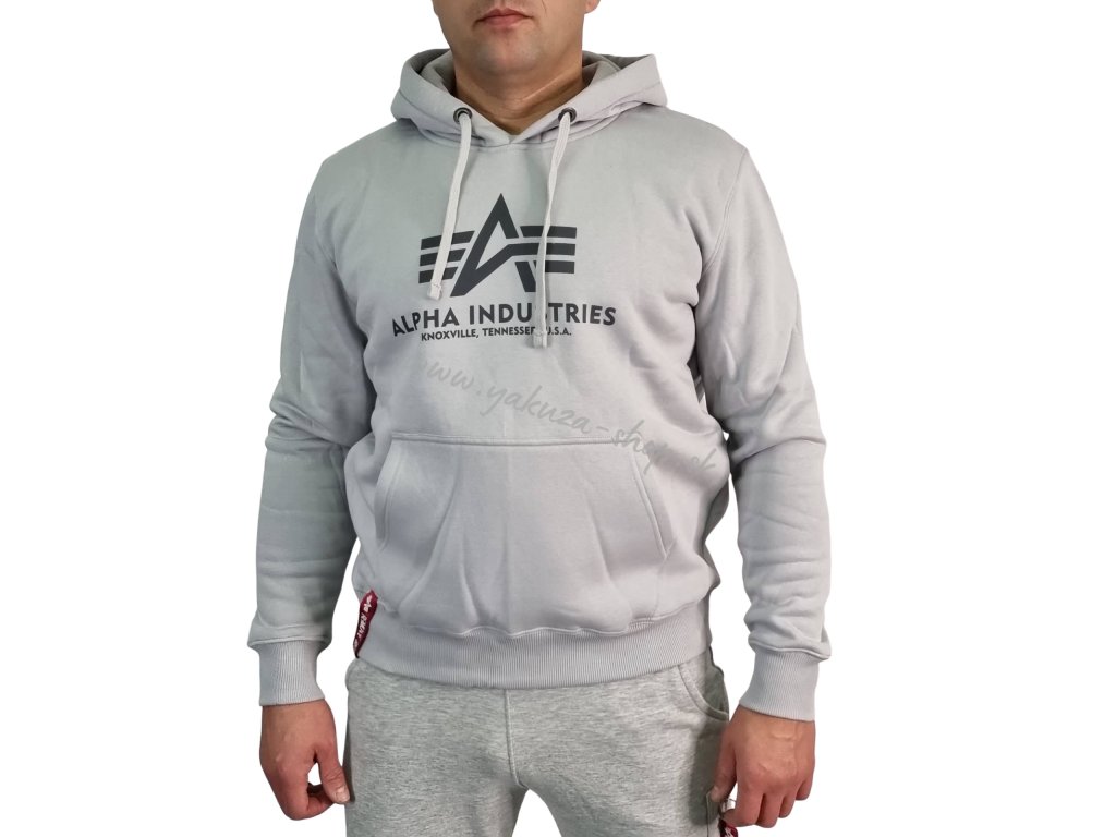 Alpha Industries Basic Hoody pánska mikina Pastel Grey