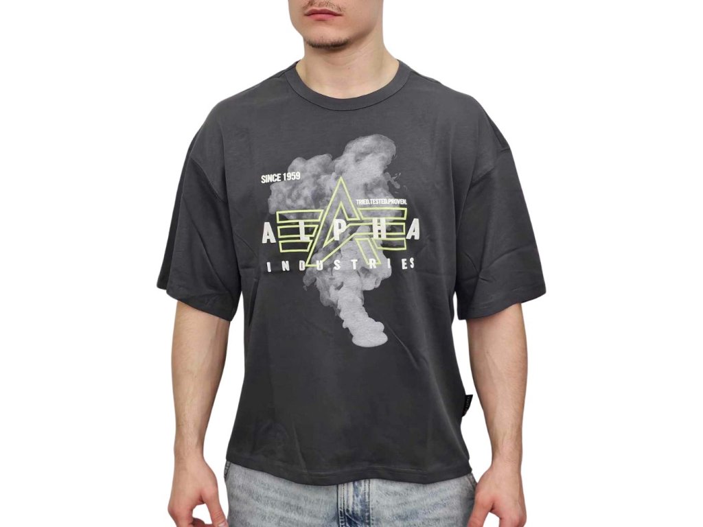 alpha industries tricko panske smoke logo t vintage grey 7
