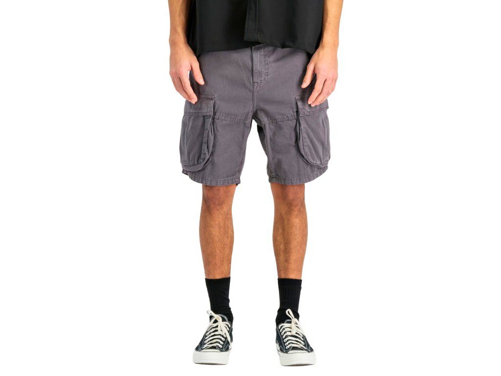 alpha industries panske sortky canvas cargo short vintage grey