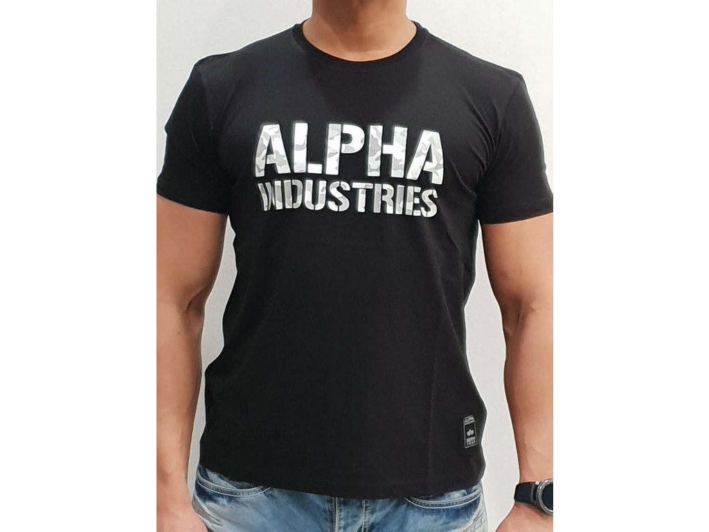 Alpha Industries Camo Print T Black/White tričko pánske