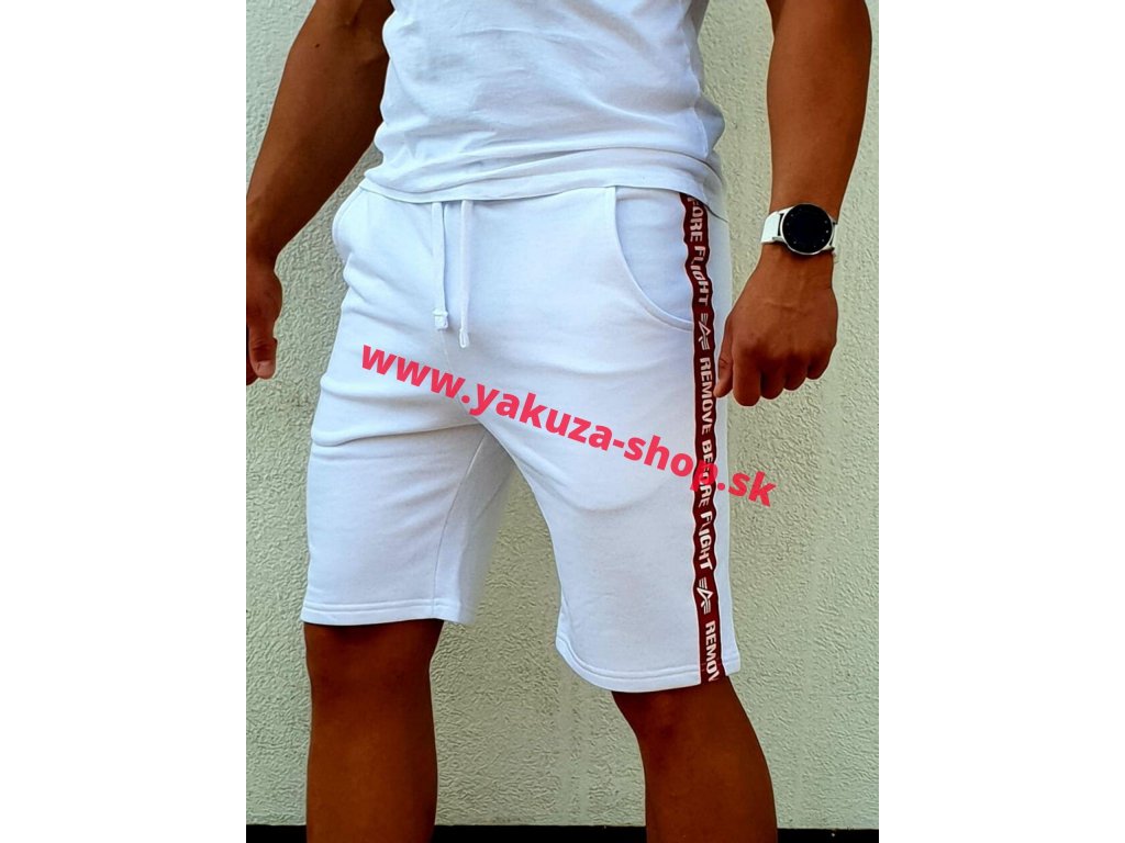 Alpha Industries RBF TAPE JOGGER Short pánske šortky white | Sweatshorts
