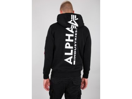 Alpha Industries BACK PRINT ZIP HOODY black pánska mikina f