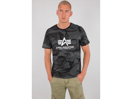 Alpha Industries Basic T Shirt Camo tričko pánske black camo