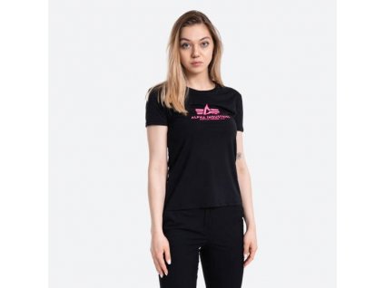 Alpha Industries New Basic T Wmn Black Neon pink dámske tričko 1