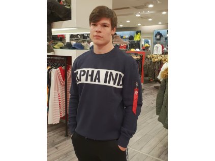 Alpha Industries PRINTED STRIPE mikina pánska rep blue