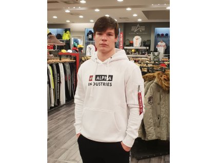 Alpha Industries BLOCK LOGO Hoody white pánska mikina