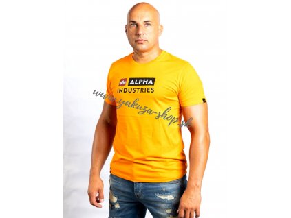 Alpha Industries BLOCK LOGO T tričko pánske alpha orange 1