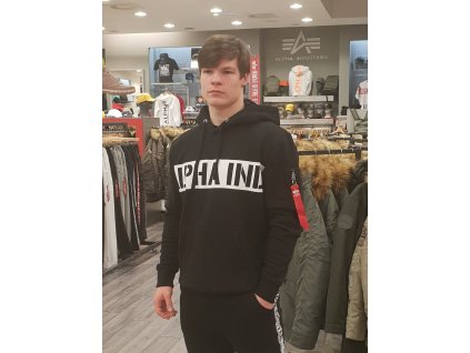 Alpha Industries PRINTED STRIPE Hoody black pánska mikina