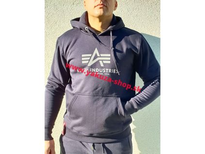 Alpha Industries BASIC HOODY REFLECTIVE PRINT rep blue pánska mikina