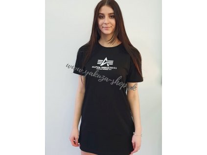 Alpha Industries T Long Foil Print Wmn Black Metal Silver dámske tričko