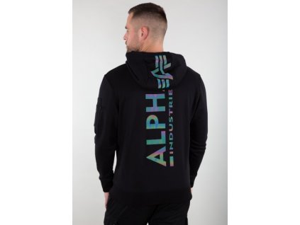 Alpha Industries Back Print Hoody Rainbow Reflective Print pánska mikina black