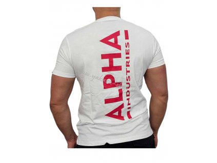 Alpha Industries BACKPRINT T tričko pánske white red 1