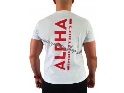 Alpha Industries BACKPRINT T tričko pánske white red