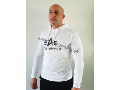 Alpha Industries Basic Hoode LS tričko s dlhým rukávom white