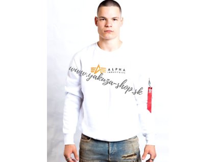 Alpha Industries Basic Sweater Foil Print white yellow gold d