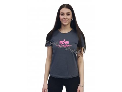 Alpha Industries New Basic T Wmn Grey Neon pink dámske tričko