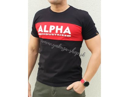 Alpha Industries Inlay T black red tričko pánske