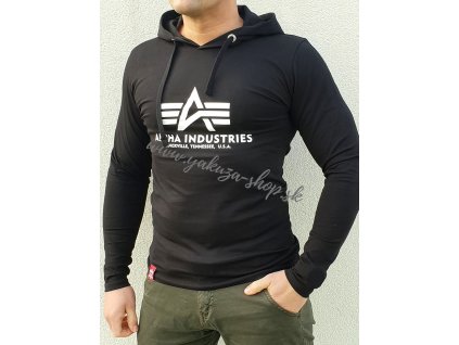 Alpha Industries Basic Hoode LS tričko s dlhým rukávom black
