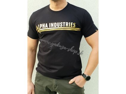 Alpha Industries ALPHA INDUSTRIES T FOIL PRINT Black Yellow Gold tričko pánske