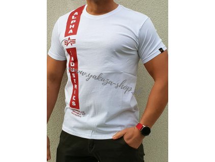 Alpha Industries DEFENCE T white red tričko pánske