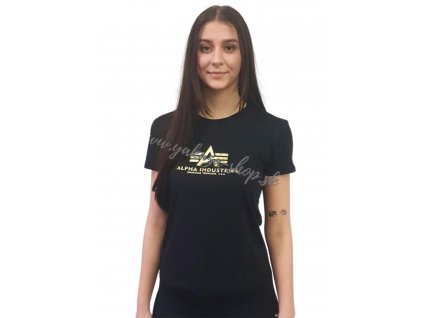 Alpha Industries New Basic T Wmn Foil Print black yellow gold