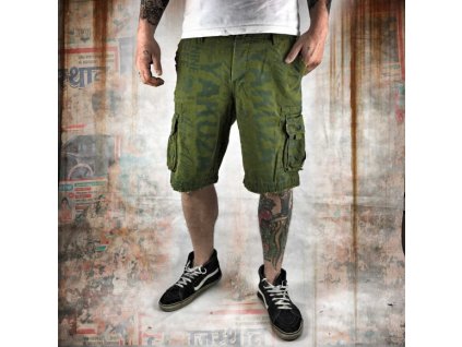 Yakuza cargo šortky ALLOVER CARGO CSB 10036 pesto