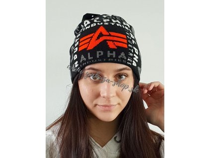 Alpha Industries AOP Beanie black čiapka