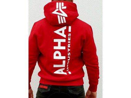 Alpha Industries Back Print Hoody pánska mikina speed red