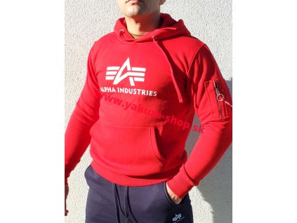 Alpha Industries 3D LOGO Hoody pánska mikina speed red a