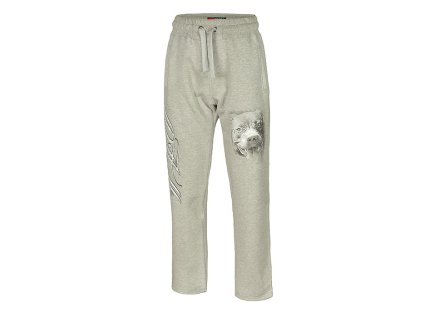 PitBull West Coast tepláky DOG HEAD GREY s uzatvoreným lemom