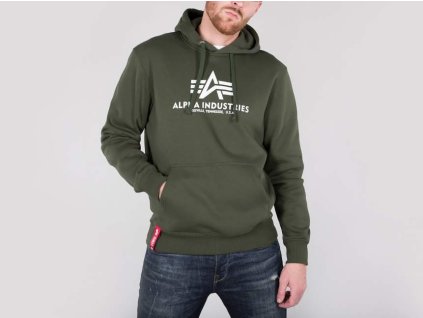 Alpha Industries Basic Hoody pánska mikina dark green