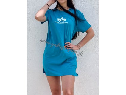 Alpha Industries T Long Wmn dámske tričko blue lagoon