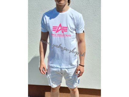 Alpha Industries Basic T Shirt White Pink tričko pánske