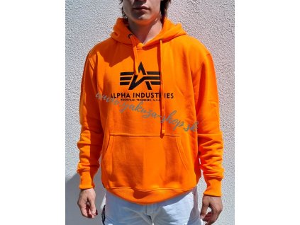 Alpha Industries Basic Hoody Neon Print pánska mikina neon orange