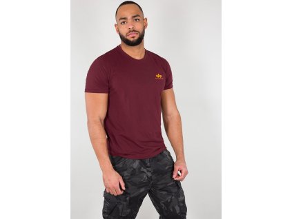 Alpha Industries Basic T Small logo Burgundy tričko pánske