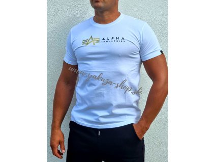 lpha Industries LABEL T foil print tričko pánske white