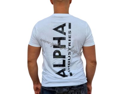 Alpha Industries BACKPRINT T white black camo tričko pánske 4