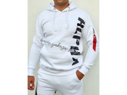 Alpha Industries SIDE PRINT Hoody white pánska mikina