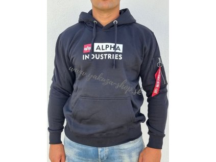 Alpha Industries BLOCK LOGO Hoody black pánska mikina 1