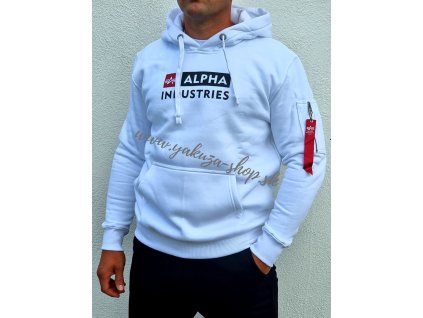 Alpha Industries BLOCK LOGO Hoody white pánska mikina 1