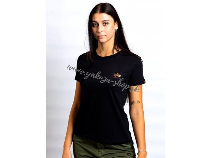 Alpha Industries Basic Small Logo T Wmn black gold dámske tričko 4