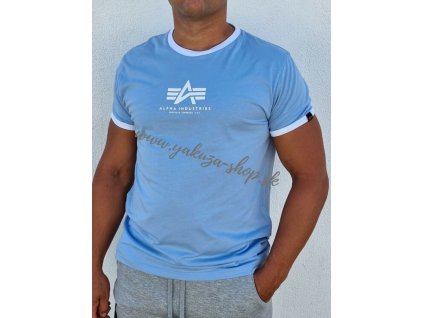 Alpha Industries Basic T Constrast ML tričko pánske light blue