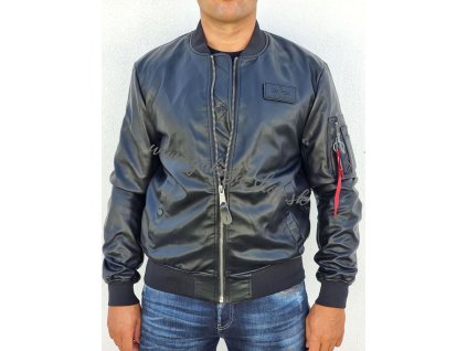 Alpha Industries MA 1 VF VEGAN LEATHER JACKET prechodná kožená bunda black