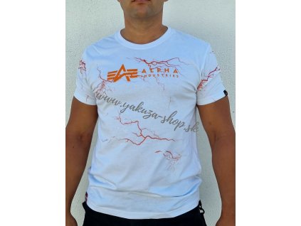 Alpha Industries Lightring AOP T tričko pánske White Orange