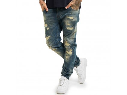 Yakuza jeansy pánske 420 STRAIGHT JEANS JEB 17058 blue bronze destroyed