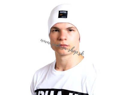 Alpha Industries LABEL Beanie white čiapka