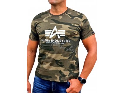 Alpha Industries Basic T Shirt Camo tričko pánske olive camo 1