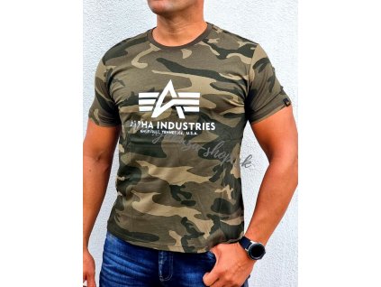 Alpha Industries Basic T Shirt Camo tričko pánske olive camo